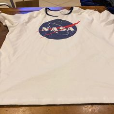 Old Navy Nasa Shirt. Size Xxl. White Cotton Shirt With Logo Print, Nasa Shirt, Marvel Shirt, Old Navy Men, Cotton Shirts For Men, Old Navy Shirts, Navy Blue Shorts, Navy Shirts, Old Navy Shorts