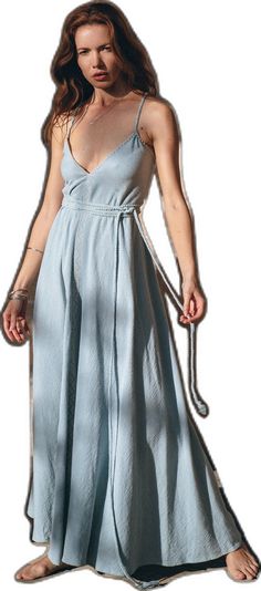 Bohemian Midi Dress With Tie Waist, Light Blue Bohemian Sundress, Bohemian Bridesmaid Maxi Dress For Summer, Bohemian Summer Maxi Dress For Bridesmaids, Bohemian Summer Dress With Tie Waist, Bohemian Maxi Dress With Tie Waist For Summer, Blue Bohemian Maxi Dress With Tie Waist, Bohemian Sleeveless Tie Waist Dress, Bohemian Sleeveless Dress With Tie Waist