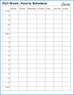 a printable full - week, houry schedule for the school year is shown