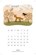 a calendar with an image of a fox and two birds on it's cover