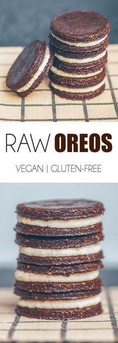 raw oreos are stacked on top of each other