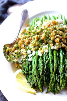 roasted asparagus with goat cheese and walnut - lemon gremolata