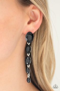 Red Carpet Radiance - Black Earring - TheMasterCollection Glamorous Fashion, Black Gems, Gem Earrings, The Ear, Paparazzi Accessories, Black Earrings, Affordable Jewelry, Paparazzi Jewelry, Black Rhinestone