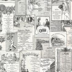 an old newspaper advertisement with images of people and places on it in black and white