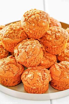 muffins piled on top of each other in a bowl