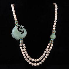 Gorgeous Carved Serpentine Koi Fish Necklace with Enamel and Freshwater Pearls. 2 Luxury Jade Necklaces For Wedding, Jade Jewelry Design, Horse Purse, Nepali Jewelry, Chinese Accessories, Necklace Aesthetic, Semiprecious Stone Jewelry, Fish Necklace, Asian Jewelry