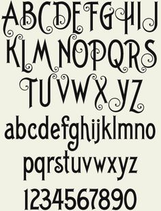 an old fashioned font with swirls and scrolls on it's uppercase, in black