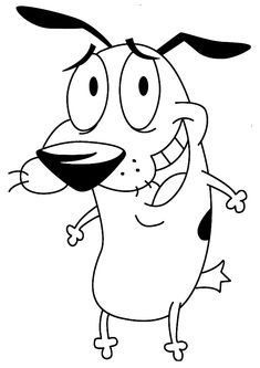 a cartoon dog with its mouth open and tongue out, looking like he is holding something in