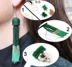 the instructions for making beaded earrings are shown