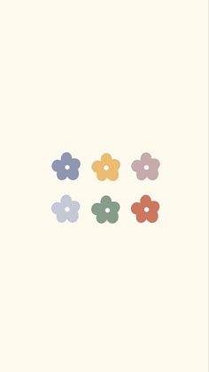 four different colored flowers on a white background with the same color as the image above them