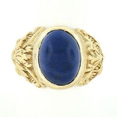 (eBay) Vintage Men's 14k Gold Oval Cabochon Bezel Lapis Bearded Man Repousse Sides Ring Classic Blue Domed Jewelry, Collectible 14k Gold Oval Cabochon Ring, Classic Oval Cabochon Rings Stamped 14k, Heirloom Jewelry With Oval Cabochon And Polished Finish, 14k Gold Oval Cabochon Jewelry, Oval Cabochon Signet Ring For Formal Events, Oval Cabochon Signet Ring For Formal Occasions, Classic Oval Cabochon Jewelry For Formal Occasions, Classic Oval Cabochon Collectible Jewelry