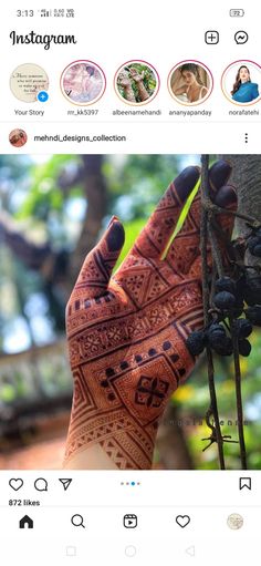 an image of someones hand with henna on it and the words instagram