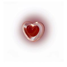 a red heart shaped object in the middle of a white background with light coming through it