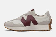 Wmns New Balance 327 ‘White Dark Red’ 70s Silhouette, Zapatillas New Balance, Running Style, Oxford Brogues, New Balance 327, Sneaker Sale, Balance Sneakers, Sneaker Dress Shoes, Nike Air Max Plus