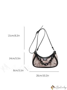 BirdinBag - Chic Studded Hobo Bag with Chain Accent Handheld Shoulder Bag With Chain Strap, Daily Use Handheld Satchel With Chain Strap, Everyday Crossbody Baguette Bag With Chain Strap, Everyday Use Baguette Bag With Chain Strap Crossbody, Everyday Chain Strap Crossbody Baguette Bag, Chain Detail Crossbody Satchel For Daily Use, Daily Use Crossbody Satchel With Chain Detail, Daily Use Crossbody Satchel With Chain, Daily Use Shoulder Bag With Chain Strap