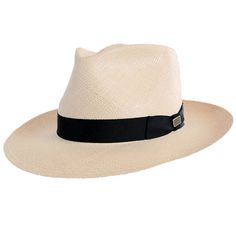 DelMonico Panama Hat - Retro Style Formal Wide Brim Sun Hat In Toquilla Straw, Formal Toquilla Straw Sun Hat With Wide Brim, Elegant Fedora Panama Hat In Toquilla Straw, Classic Wide Brim Top Hat For The Beach, Elegant Flat Brim Toquilla Straw Hat, Classic Wide Brim Panama Hat In Toquilla Straw, Vacation Hats With Flat Bill In Toquilla Straw, Classic Toquilla Straw Sun Hat With Curved Brim, Vacation Hat With Flat Bill In Toquilla Straw