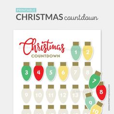 printable christmas calendar with numbers and ornaments on the front, including one for each month