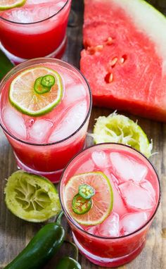 two glasses filled with watermelon and lime juice