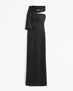 Women's Strapless Scarf Maxi Dress | Women's Dresses & Jumpsuits | Abercrombie.com Black Dress With Scarf, Dress With Scarf, Slip Maxi Dress, Active Swimwear, Swimwear Suits, Satin Scarf, Fashion Wishlist, Party Looks, New Arrival Dress