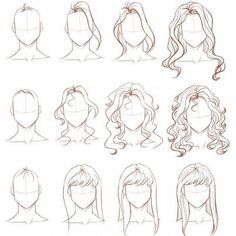 a bunch of different types of hair for the head and shoulders, all drawn by hand