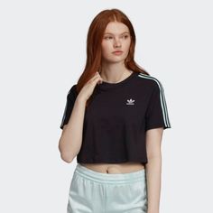 Classic Sports Style Gets A Fresh Update. This T-Shirt Shows Off Iconic 3-Stripes On The Sleeves. The Cropped Length Gives It A Modern Shape That's Feminine And Flattering. The Tee Is Made Of Smooth All-Cotton Jersey That Has A Soft Feel. Adidas Crew Neck T-shirt With Side Stripes, Three Stripes Athleisure T-shirt For Spring, Adidas Cotton Tops With Contrast Stripes, Adidas Crew Neck T-shirt With Contrast Stripes, Adidas Contrast Stripes Crew Neck T-shirt, Adidas Sporty Top With Three Stripes, Adidas Sporty Tops With Contrast Stripes, Spring Adidas Athleisure T-shirt, Adidas Athleisure T-shirt For Spring