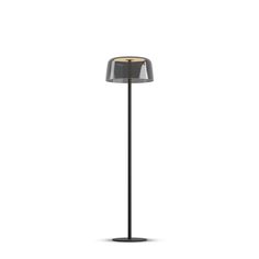 a black floor lamp on a white background