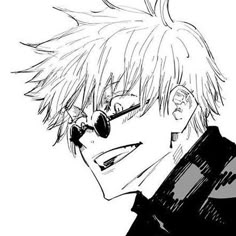 an anime character with glasses on his face and hair in black and white, looking to the