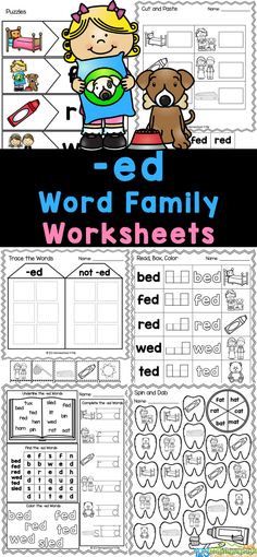 the worksheet for word family with pictures and words to help students learn how to read