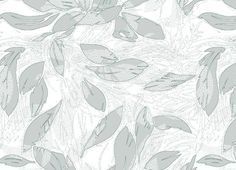 a white and gray wallpaper with leaves on it