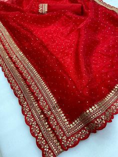 Bride Sari, Red Saree Wedding, Mukesh Work, Saree Red, Bridal Dupatta, Red Indian, Fancy Sarees Party Wear, Wedding Indian, Big Fat Indian Wedding