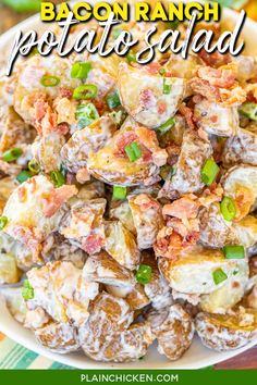 bacon ranch potato salad on a white plate