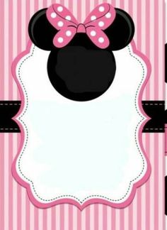 a minnie mouse birthday card with pink and black stripes