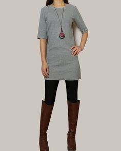 * A simple cotton dress with half sleeves. * Mid-thigh length, you can match with leggings or wear it as a mini dress.* Material: 95% cotton, 5% Spandex* Support 7 days return to get full refund on item without any reason.* Can custom size and colors, lead time is 6-8 days;* Let us know your usual size in your country and your overall height.* If you have some specific request or special characters such as broad shoulder, long arms, long waist, etc you think we need pay attention to when making, Casual Cotton Tunic With 3/4 Sleeves, Knee-length Cotton Mini Dress For Winter, Winter Knee-length Cotton Mini Dress, Casual Short Sleeve Winter Dress, Cotton Shift Mini Dress, Knee-length, Casual Tunic Mini Dress For Fall, Stretch Cotton Crew Neck Mini Dress, Fall Casual Tunic Mini Dress, Relaxed Fit Short Sleeve T-shirt Dress For Fall