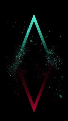 an image of a black background with green and red shapes in the shape of a triangle