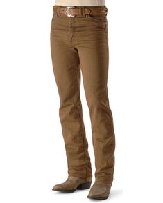 Rugged Cotton Jeans With Belt Loops, Rugged Cotton Jeans With Standard Cut, Rugged Fitted Straight Leg Bottoms, Classic Brown Denim Bottoms, Fitted Rugged Rigid Denim Bottoms, Rugged Straight Leg Brown Jeans, Western Style Straight Leg Cotton Bottoms, Western Style Cotton Straight Leg Bottoms, Fitted Brown Jeans With Hip Pockets