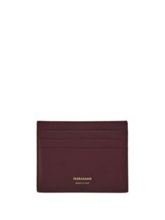 bordeaux red calfskin grained texture tonal stitching logo stamp to the front rectangle shape card slots Stitching Logo, Leather Card Holder, Logo Stamp, Card Holder Leather, Classic Leather, Rectangle Shape, Salvatore Ferragamo, Red Leather, Card Slots