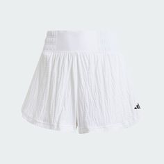 adidas Tennis Pro Seersucker Shorts - White | Free Shipping with adiClub | adidas US Sporty Tennis Bottoms With Built-in Shorts, White Tennis Bottoms With Built-in Shorts, Cotton Tennis Bottoms With Built-in Shorts, White Cotton Adidas Shorts, White Three-stripe Sports Shorts, Adidas Tennis, Tennis Shorts, Seersucker Shorts, Womens Tennis