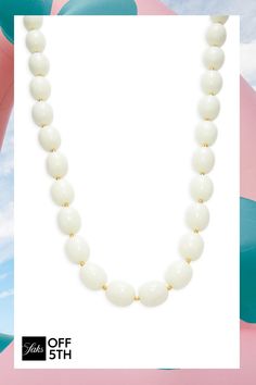 Resin Beaded Necklace White Oval Beads Single Strand Jewelry, White Oval Beaded Single Strand Jewelry, White Single Strand Jewelry With Oval Beads, White Oval Beaded Chain Jewelry, Cream Jewelry With Large Beads As A Gift, Cream Jewelry With Large Beads For Gift, S Hook, Necklace Craft, Elegant Necklace