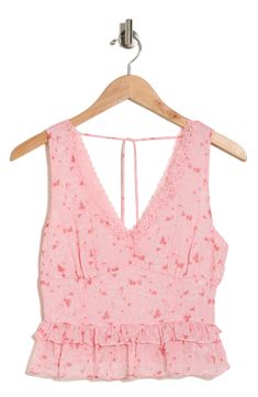 This sleeveless top in an easy, flattering fit is an excellent addition to your chill-time wardrobe. 19" length Ties at back V-neck Sleeveless 100% polyester Hand wash, line dry Imported V-neck Tank Top For Day Out In Spring, Fitted V-neck Tank Top For Spring, Fitted V-neck Floral Print Tank Top, Fitted V-neck Camisole For Vacation, Fitted V-neck Tank Top For Daywear, Fitted V-neck Camisole For Brunch, Summer V-neck Tank Top For Daywear, Spring V-neck Tie Back Tank Top, Chic Floral Print V-neck Tank Top