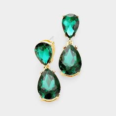 Emerald Green Crystal Double Teardrop Gold EarringsItem: EarringsVendor: Sparkle ArmandColor : Green, Gold Size : 0.5" W, 1.25" L Fastening: Post BackMetal: Alloy, Lead & Nickle FreeMaterial: Crystal teardrop Theme: Evening, Prom, Pageant, Bridal Emerald Green Crystal, Pageant Earrings, Evening Earrings, Jewelry Emerald, Crystal Teardrop Earrings, Costume Earrings, Beaded Drop Earrings, Pearl Hoop Earrings, Cz Stud Earrings