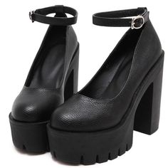 Platform Shoes, Chunky Gothic Shoes, Buckle Shoes, Mary Janes, Lolita Shoes, Chunky High Heel Shoes, PU Leather Shoes, PU Boots. Combat Boots, Biker Boots, Punk Boots, Gothic Boots.
Looking to make a fashion statement? Then you can't go wrong with these awesome chunky, gothic, punk, platform shoes.

5-inch heels are no problem with these super soft comfortable platform shoes you will feel like you are floating on air, and they are surprisingly easy to walk in. Standing or walking for long period Thick Heels Pumps, Ruslana Korshunova, Thick High Heels, Casual High Heels, Heels Platform, Mary Jane Shoes Womens, High Heels Shoes, Chunky High Heels, Autumn Casual