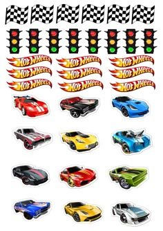 the hot wheels stickers are all different colors