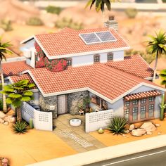 Sims 4 San Sequoia House, Sims 4 Eco House, Oasis Springs, Rustic Mediterranean, Sims 4 Speed Build, Save File, Sims 4 Build, Eco House, Sims House