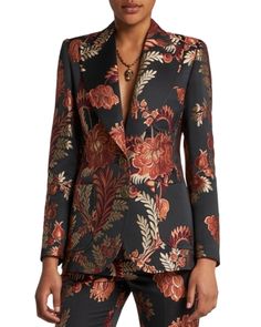 Etro Floral Jacquard Jacket Jacquard Blazer, Single Breasted Blazer, Jacquard Jacket, Floral Jacquard, Jacquard Pattern, Tailored Blazer, Breasted Blazer, Black Blazers, Italian Fashion