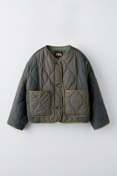 QUILTED JACKET Collarless Quilted Jacket Outfit, Zara Fall Winter 2024 2025, Artsy Winter Fashion, Quilted Corduroy Jacket, Jacket Trends 2024 Fall, Interesting Clothes Design, Cool Winter Fashion, Quilted Coat Sewing Pattern, Quilted Jacket Zara