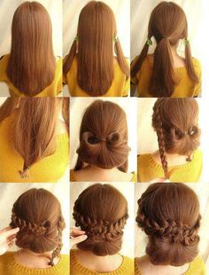 Good idea for hair... Slightly late time period, but not overly so... Braid Bun Updo, Updo Tutorial, Victorian Hairstyles, Popular Haircuts, Hair Dos, Hair Designs, Hair Updos, Diy Hairstyles, Pretty Hairstyles