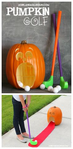 pumpkin golf game for kids to play with