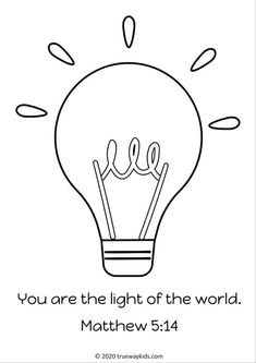 a light bulb with the words you are the light of the world