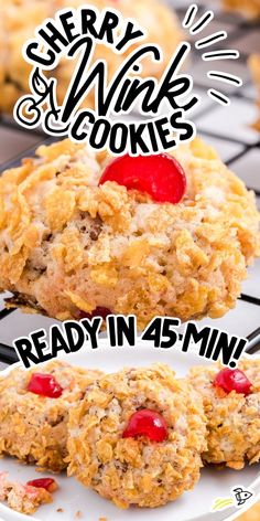 Cherry Wink Cookies Cookie Base, Buttery Cookies, Classic Cookies, Corn Flakes, Maraschino Cherry, Dough Balls, Holiday Baking, No Bake Desserts, Cookie Dough