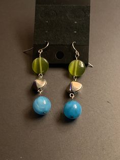 Earrings Trendy Dangle Clip-on Earrings, Modern Turquoise Dangle Earrings, Modern Nickel-free Glass Earrings, Modern Clip-on Dangle Earrings, Green Dangle Glass Earrings, Green Glass Dangle Earrings, Modern Green Dangle Earrings, Multicolor Glass Drop Earrings, Multicolor Clip-on Round Earrings